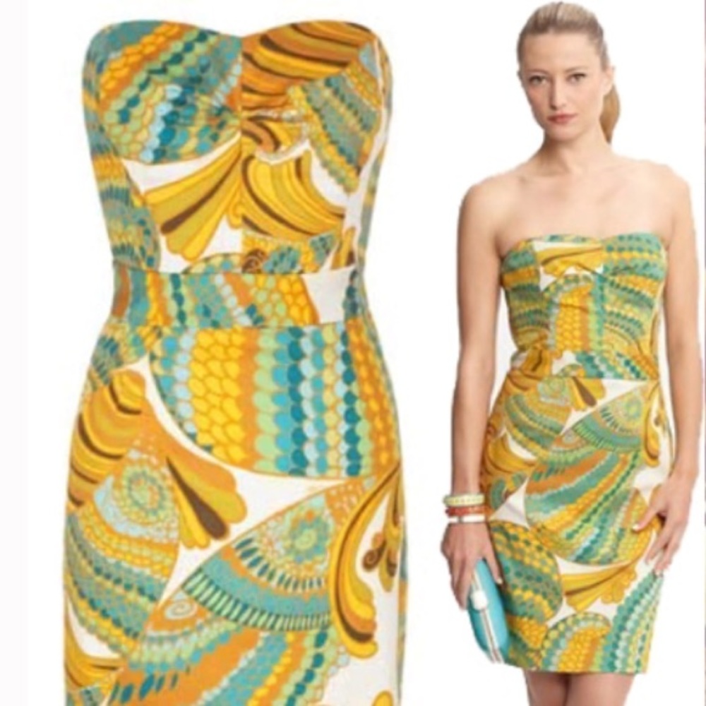 Banana Republic Trina Turk Strapless Mini Dress Paisley Pattern, size 12